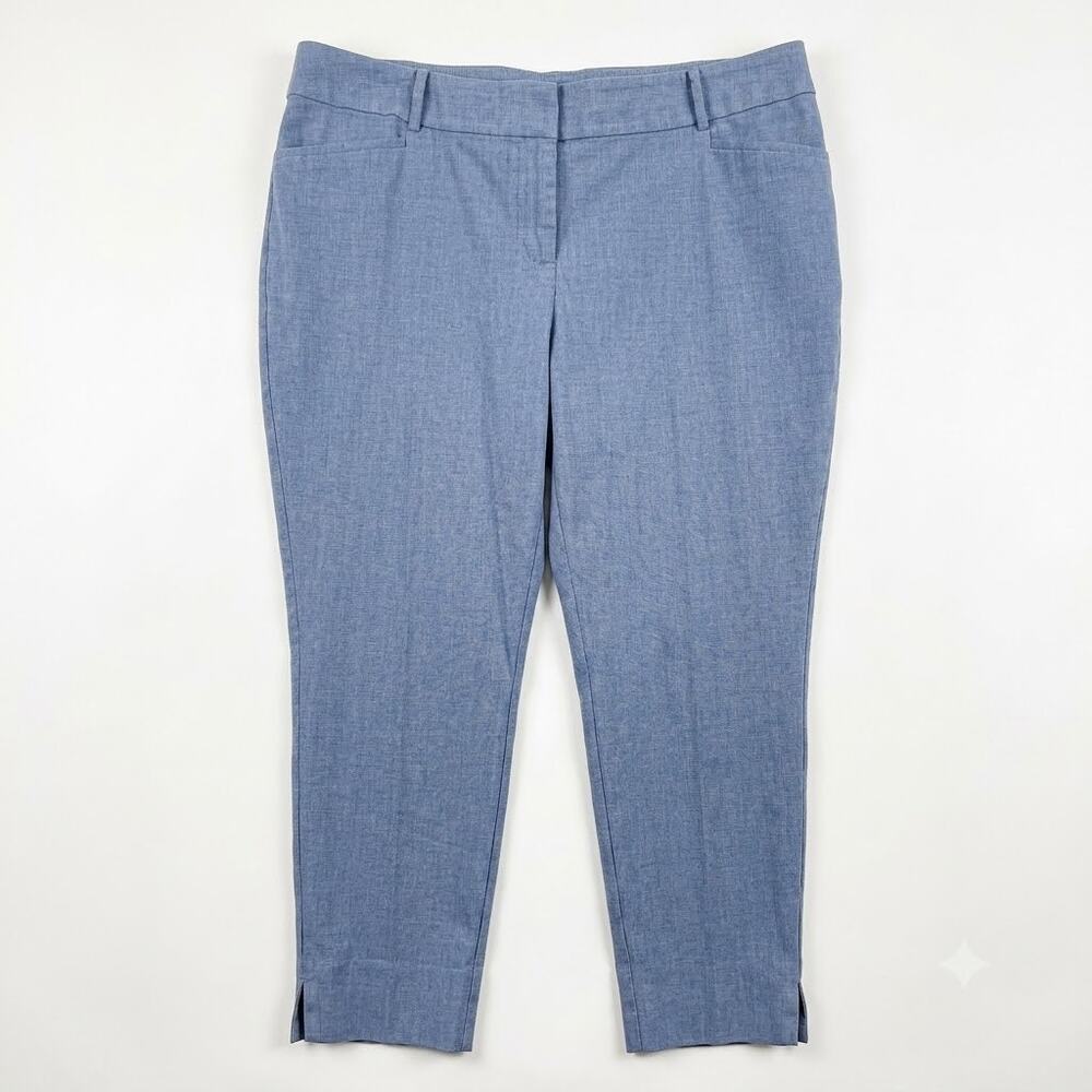 LOFT PLUS Chambray Riviera Crop Pants Blue Mid Rise Stretch Cotton Womens 16